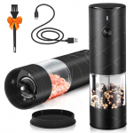 Elektriline soola- ja pipraveski komplekt, USB-laetav, Automaatne soola- ja pipraveski tolmukattega, Reguleeritav j&auml;medus valge