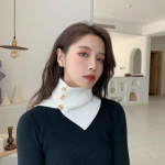 Kootud n&ouml;&ouml;biga v&otilde;ltskraega pullover sall naiste korea versioonile mitmek&uuml;lgne k&otilde;rge kaelusega kampsun kaunistus kaelakaitse, soe valge