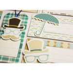 8 &eacute;tiquettes autocollantes cadeaux - R&eacute;tro bleu - Paillettes