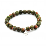 Pierres et Min&eacute;raux. Bracelet Perles Unakite 8 mm. Fabriqu&eacute; en France. roheline