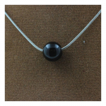 Pierres et Min&eacute;raux. Collier 1 perle Obsidienne noire 8 mm Chaine en acier inoxydable.