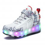 LED-laetavad laste rulluisukingad koos topeltrattakingadega Sport Sneaker Heely 30 must/punane