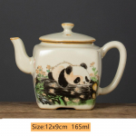 Hiina k&auml;sitsi maalitud Panda keraamilised teekannud K&auml;sitsi valmistatud Ru ahju palli augufilter Teekann Majapidamistarbed Beauty Tea Infuser Veekeetja Teekomplekt