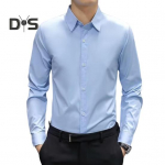 Meeste pidulik s&auml;rk &Auml;ristiilis lahtik&auml;iva kaelusega pikkade varrukatega Slim Fit &uuml;herealine &uuml;hev&auml;rviline kontoris&auml;rk L helesinine v&auml;rv