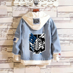 R&uuml;nnak Titanile: Eren, Mikasa, Levi Survey Corpsi vabaaja teksajakk (Unisex) L