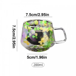 Kahekordse isolatsiooniga klaasist kohvikruusid Lilled klaasist kohvikruus Kahekordse seinaga espresso kohvitassid &Uuml;mmargune kahekordse seinaga klaastass 200ml