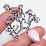 Scolecite, Kunzite Handmade 925 Sterling Silver Jewelry Pendant 2.84 u0o56