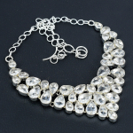 &Otilde;rn Valge Topaasi Kivi K&auml;sitsi Valmistatud 925 Sterling H&otilde;bedast Kaelakee, Valge Topaasi H&otilde;bedane Kaelakee Abikaasale, Unisex Kaelakee Emadep&auml;eva Kingitus 20" valge