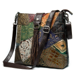 Klassikaline Retro Maakodu Stiilis Ehtne Nahast &Otilde;lakott Spleissitud Reljeefne Veisenahast Crossbody Tupsuga Naiste Kott gray