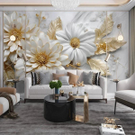 3D stereovalge lihtne tapeet marmor lilled foto seinamaaling elutuba restoran kodukaunistus seinamaaling 200 cm(W) x 140 cm(H)
