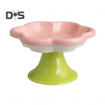 Keraamilised t&otilde;stetud kassikausid Lillekujundusega K&otilde;rgendatud kassitoidu veekauss V&auml;ike kasside toitmisn&otilde;u kassidele V&auml;ikestele koertele kollane