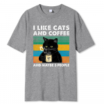 Mulle meeldivad kassid ja kohv Naljakas tr&uuml;kitud T-s&auml;rk meestele Naiste vabaaja puuvillased riided Harajuku hingav t-s&auml;rk Hip Hop T-s&auml;rk XXXXL