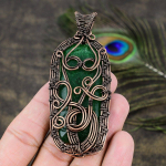 Emerald(Simulated) Gemstone Copper Wire Wrap Jewelry Pendant 3.47 f1j01