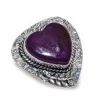 Natural Purpurite Gemstone Handmade 925 Sterling Silver Jewelry Ring Size 9 n5o13