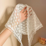 Retro Magus Lille Kolmnurk Juuksesall Naised T&uuml;drukud Ruudukujuline Sall Peapael Korea Prantsuse Pastoraalne Peakate Suvine Pitsist Peakate 1PCS