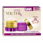 Lotus Herbals YouthRx Power Regimen Pack koos vananemisvastase p&auml;evakreemi ja &ouml;&ouml;kreemiga | V&auml;hendab peeneid kortse, kortsukesi | 100 g