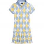 Polo Ralph Lauren Polo Kleit Ss24 Teemantmustriga Polo Krae L&uuml;hikeste Varrukatega Laste Kleit Sinine CWPODRSG3D20823-400 L