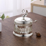 Loov kullatud metallist klaasist maitseainepurk v&uuml;rtsidele pipra jaoks restoran suhkrupurk luik terad soolapott k&ouml;&ouml;gi hoiun&otilde;u kuld