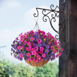 Artificial Faux Hanging Flowers Plant Basket, in Basket for Outdoor Deck Violet Rose