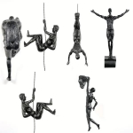 Atleet 6TK Abstraktne Kuju Vaik Riputav Ripats Spordimehe Skulptuur Moodsad Kaljuronimise Figuurid Kaunistus Seinakujundus 6PCS must