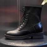 Nahast Martini saapad s&uuml;gis 2025 uued nahast saapad naiste keskmise s&auml;&auml;rega vabaaja paksu kontsaga l&uuml;hikesed saapad naiste sokid platvorm naiste saapad 35