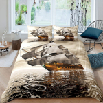Piraadi tekikott komplekt Kuninganna Purjekas Tekikott komplekt Merenduse Ookeani Voodipesu komplekt Lahe stiil Tekikott Laine tr&uuml;kiga Dekoor Voodikate EU single(135x200cm)