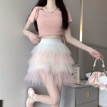 Jaapani Kawaii gradientv&auml;rviline Lolita miniseelik naistele suvine ebakorrap&auml;rane v&otilde;rkpitsist tordiseelik naiste Korea moe peo haldjaseelik One Size