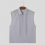 Meeste t&otilde;mblukuga alla keeratud varrukateta pullover-vestid 5XL hall