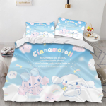 Cinnamoroll Tr&uuml;kiga Voodipesukomplektid Tekk Tekikott Voodikate Tekikott Padjap&uuml;&uuml;r 2-3 Osaline Komplekt Lastele T&auml;iskasvanutele Magamistoa Dekoor EU Single 135x200cm