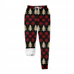 Women's casual fashion home Christmas print plush sweatpants XL punane