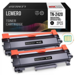 2 LEMERO Compatible Brother TN-2420 TN2420 TN2410 Cartouches de toner [avec puce] pour HL-L2310D HL-L2350DN HL-L2370DN HL-L2375DW