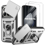 Coque Rigide - E.F.CONNECTION - pour Xiaomi 15T Pro - avec Anneau et Protection Cam&eacute;ra - Argent&eacute; - 2 Vitres