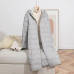 2025 Naiste kerge kapuutsiga laineline pardi- v&otilde;i hanesulgedega jakkmantel XL helehall v&auml;rv