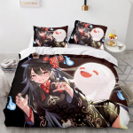 Genshin Impact voodipesu komplekt M&auml;ng 3D Prinditud voodipesu tekk Pehme tekikottide komplektid Kodutekstiil Queen King Size T&uuml;drukule Lastetoa sisustus Eu Single 135x200cm