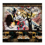 Moodne Graffiti Rockibaar T&ouml;&ouml;stuslik Dekoratsioon Tapeet KTV Taustaseina Tapeet Seinamaal 200 cm(W) x 140 cm(H)