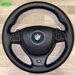 Leather Braid Steering Wheel Cover For BMW 5 6 7 Series F10 F07 F06 F12 F13 F01 F02 red blue line Perforated Microfiber Leather black thread gray