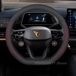 Nahast autojuhtimiskangi kate Cupra Formentorile -2024 2025 Libisemisvastane auto rooliratta kate Cupra Formentori tarvikud D-Type Red