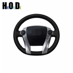 Car Steering Wheel Cover For Toyota Prius 30(XW30) 2009-2015 Prius C(US)2012-2017 DIY Hand-sewing Black PU Microfiber leather Yellow Thread