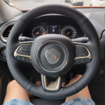 Hand-stitched non-slip Black  leather car steering wheel cover For Jeep Compass Renegade Fiat Toro Tipo Parts 1