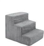 Lemmiklooma redel koertele - Viiekihilised triibulised diivani- ja voodiredelid k&auml;snaga, t&auml;isnurkne disain Small Three Layers (40x38x30cm) gray