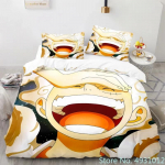 Laste poiste anime One Piece voodipesukomplekt Nika Luffy Gear 5 tekikate padjap&uuml;&uuml;r tekikate komplekt &Uuml;heinimese Queen Kingi suurus EU Single(135*200cm)3pcs