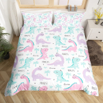 Roosad dinosaurus-tekikotid lastele t&uuml;drukutele Queen kerge tekikate 2 padjapuuriga koomiksiloomad voodipesukomplektid ilma tekita AU Double(180*210cm)3pcs