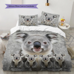 Koala naaritsamustriga voodipesu tekkikomplekt Tekikate padjap&uuml;&uuml;r Kodu kaunistus Kingitus (1 * tekikott + 2 * padjap&uuml;&uuml;ri, ilma s&uuml;damikuta) 135x200cm