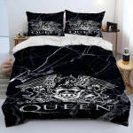 3D-prindiga Freddie Mercury Queen-Rock-B&auml;ndi Voodipesukomplekt Tekikott Voodikomplekt Tekikate Padjap&uuml;&uuml;r Tekk Kuninga/Kuninganna Suurus EU Single(135*200cm)3pcs