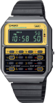 Casio Vintage Series Heritage V&auml;rvid Digitaalkell Metallist P&uuml;ssiroheline ja &Uuml;lemere Mudel CA-500WEGG-9B 8-kohaline Kalkulaator, Unisex, Rihm, Kollane, black