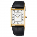 Seiko SWR052 Ruudukujuline kvartskell Valge sihver Must nahk Meeste