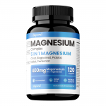 Magneesium 5-in-1 400mg, 5 magneesiumi allikat: gl&uuml;tsinaat, tsitraat, pidol&uuml;laat, karbonaat, malaat, esmaklassilise kvaliteediga toidulisandi tabletid, GMO vabad 120