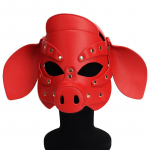 PU Nahast Armas Sigade Cosplay T&auml;isn&auml;oga Mask Seksikas T&auml;iskasvanute Peo Meeste Peakate Rolli M&auml;ngimine Fetish Loomamaskid Metallne Neet peakate punane