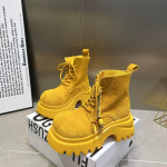 Martin saapad seemisnahast n&ouml;&ouml;ridega &auml;&auml;rtega retro suur nina mootorratturi saapad l&uuml;hikesed saapad Spice girl stiilis v&auml;ikesed naiste kingad moetrend 38 yellow