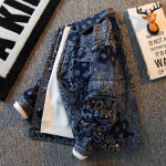 Meeste s&uuml;gisene retro jacquard-denimjakk kevadine n&auml;gus lai vabaaja k&otilde;rgt&auml;navat&ouml;&ouml;riided topid meester&otilde;ivad 2XL must